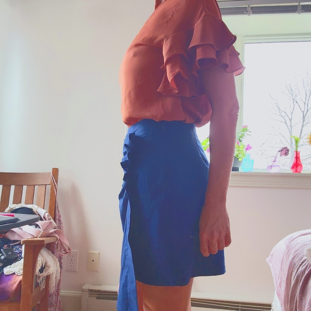Sugar + Lipz Rust One Shoulder Blouse - Picture 2 of 5